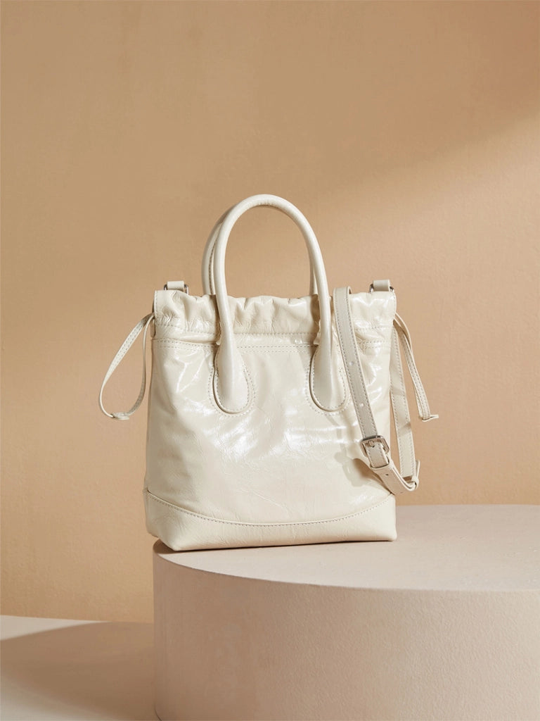 Borsa da donna vintage Song in pelle di vacchetta bianca