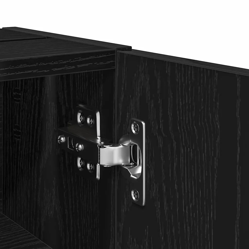 Mobile da Bagno con Portarotolo Nero 20,5x22x72 cm 858516