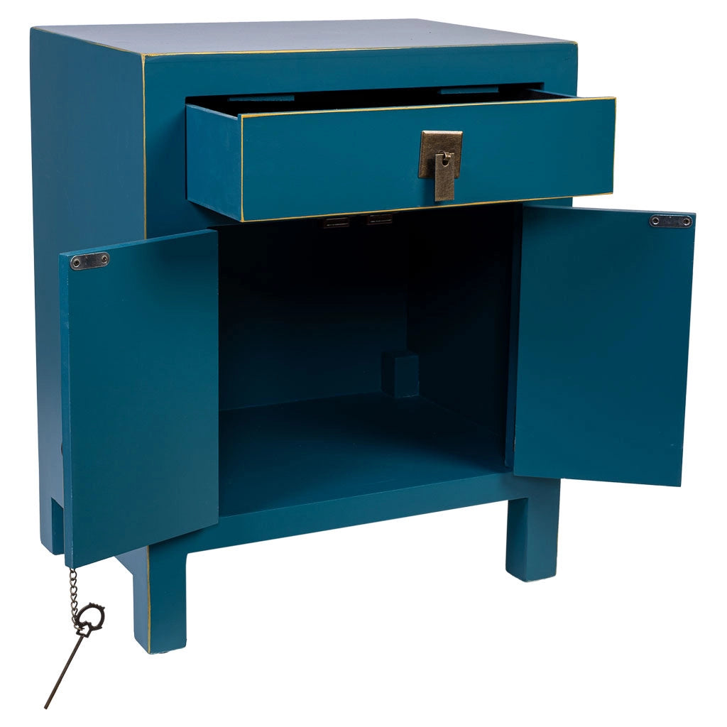 Comodino in legno con 1 cassetto e 2 porte 44,5x32x55h cm