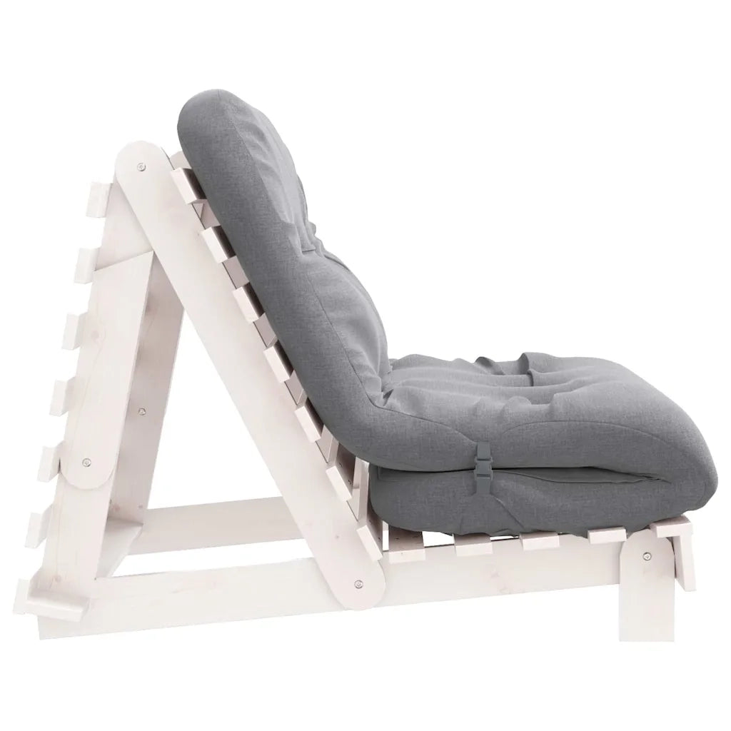 Divano Letto Futon con Materasso Bianco 90x206x11cm Legno Pino