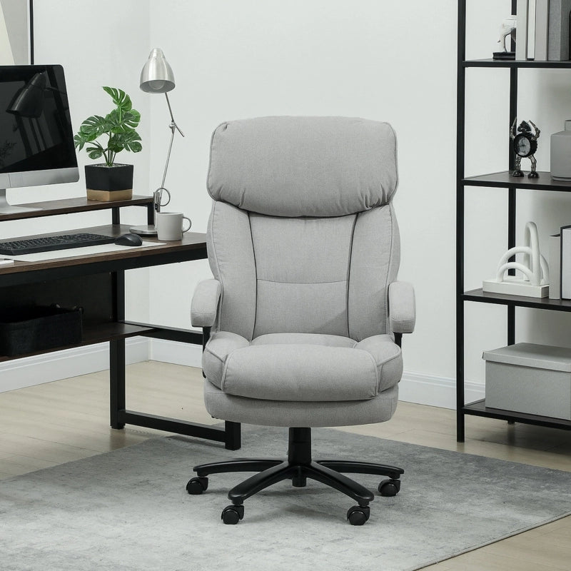 Sedia da ufficio ergonomica alta con funzione basculante e altezza regolabile robusta in poliestere grigio chiaro