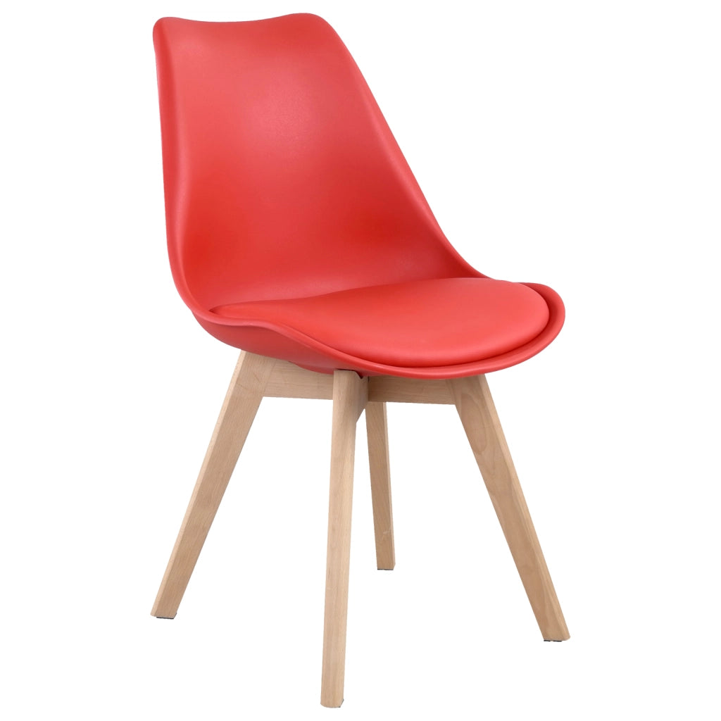 Set di 4 sedie scandinave NORA rosse con cuscino