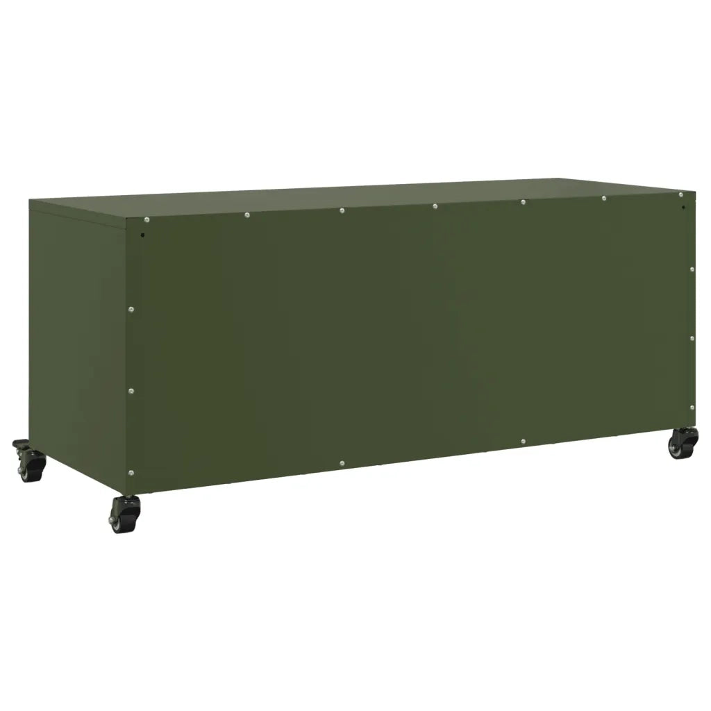 Mobile TV-Credenza per TV-Console TV Verde Oliva 100,5x39x43,5cm Acciaio Laminato a Freddo