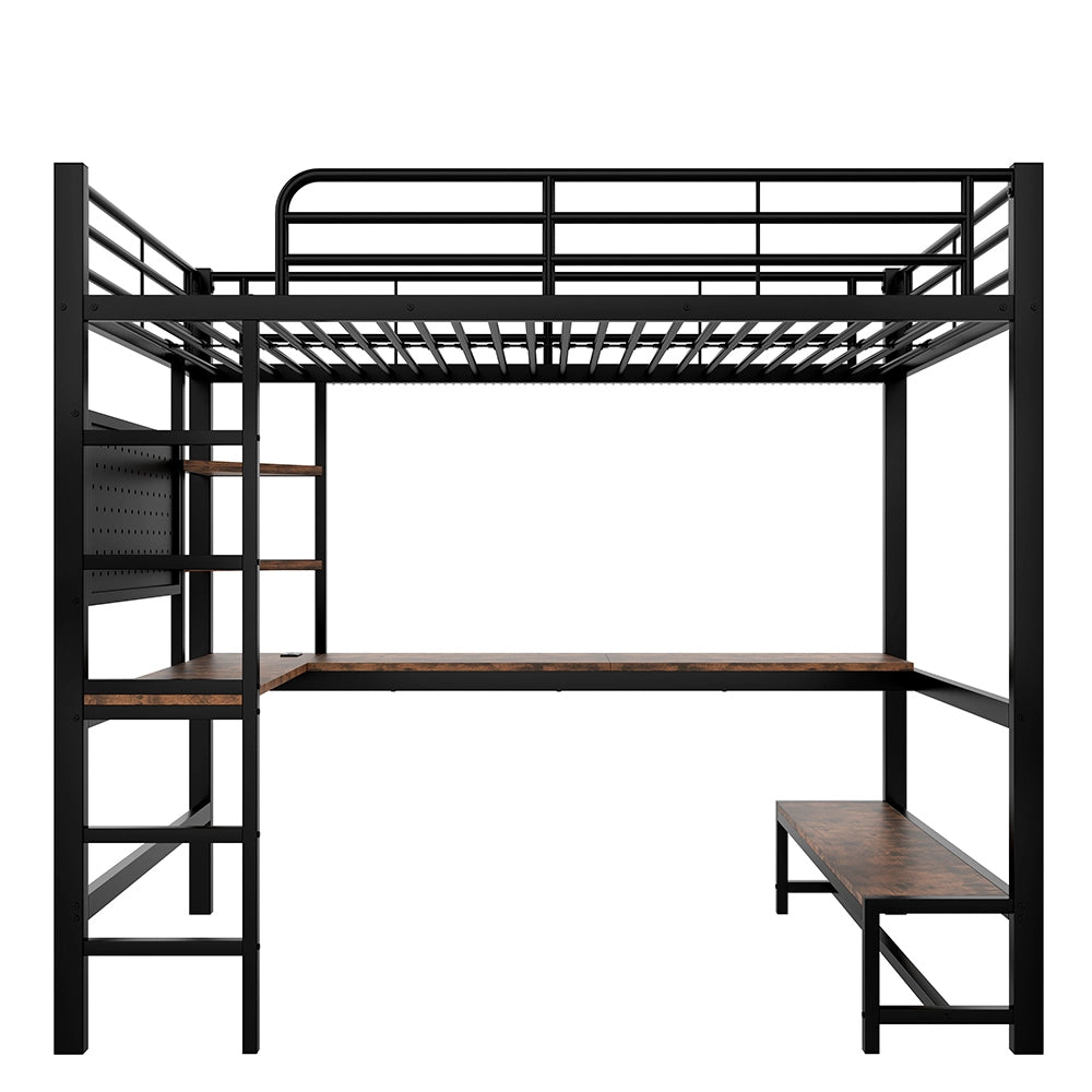 Letto a soppalco - Xylo - 90x200 cm scrivania USB LED nero