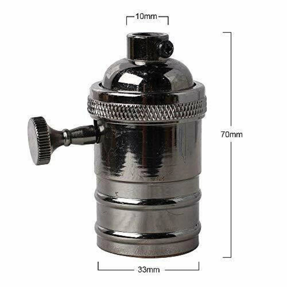 Trade Shop - Lampadario Pendente Vintage Da Soffitto Sospensione E27 Con Interruttore Nero Metal -