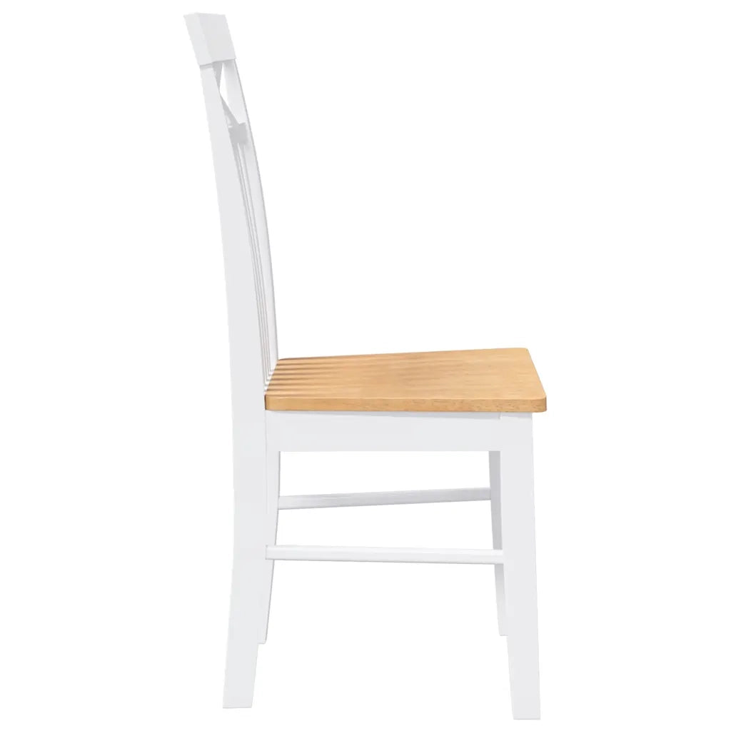 Sedie da Pranzo 2 pz Bianche in Legno Massello di Hevea 4102414