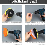 Kit di poliuretano per levigatura a cera set di 7 pezzi - Adattatore per foro M14 Kit di adattamento - 15 cm