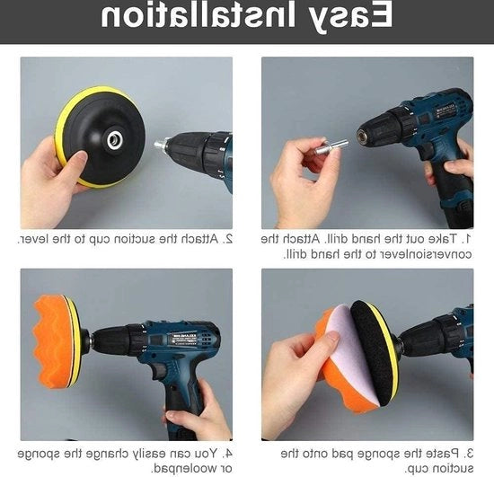 Kit di poliuretano per levigatura a cera set di 7 pezzi - Adattatore per foro M14 Kit di adattamento - 15 cm