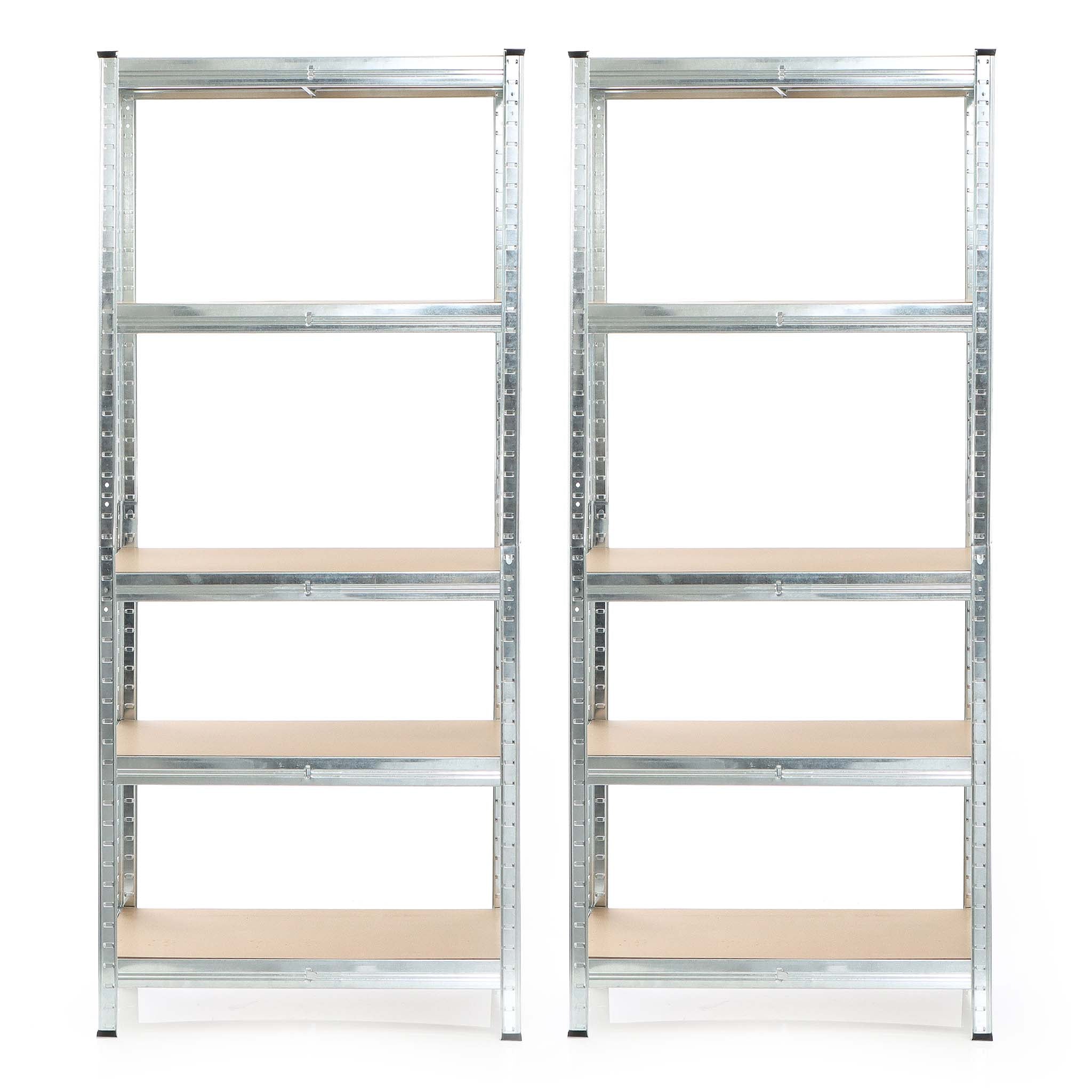 Set 2x scaffali a incastro per carichi pesanti 174x75x30cm Max 875kg l’uno Acciaio 5 ripiani