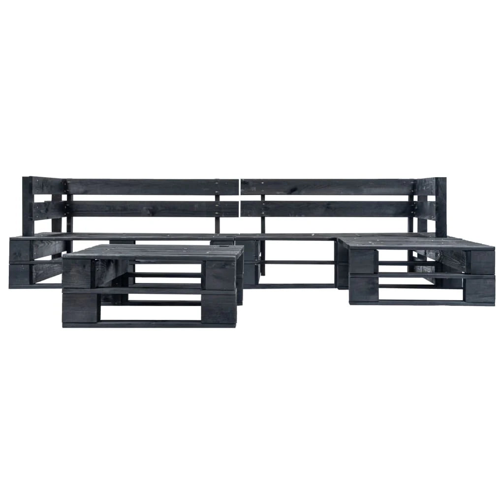 Set di mobili da giardino per esterni set di mobili in pallet da 4 pezzi legno nero 02_0018384