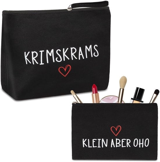 Set di cosmetici 2 pezzi per bambine e donne, borse da toeletta nere, borse da make-up impermeabili, piccole borse da make-up per borse a mano