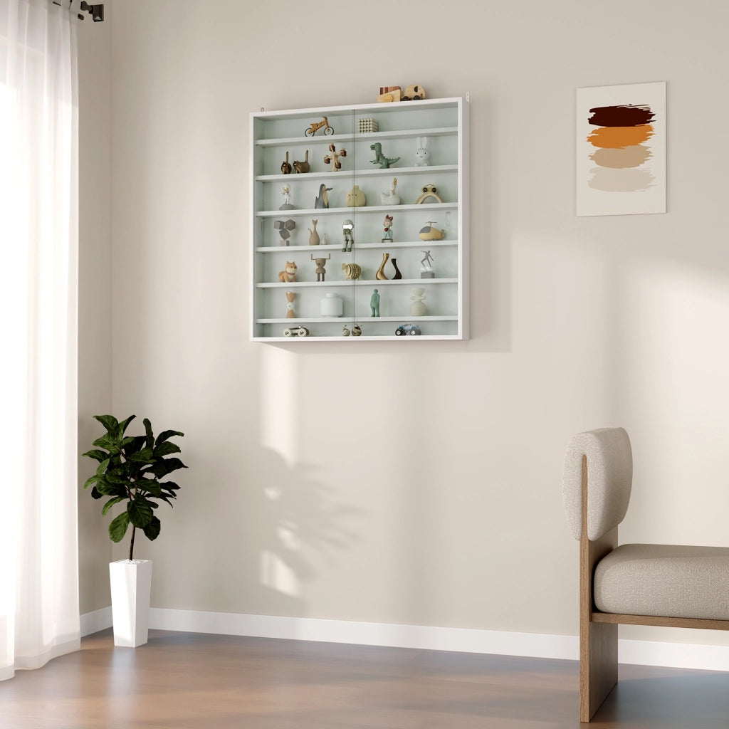 Libreria con ante in vetro ¨C zephmum ¨C Bianco 80x9.5x83 cm