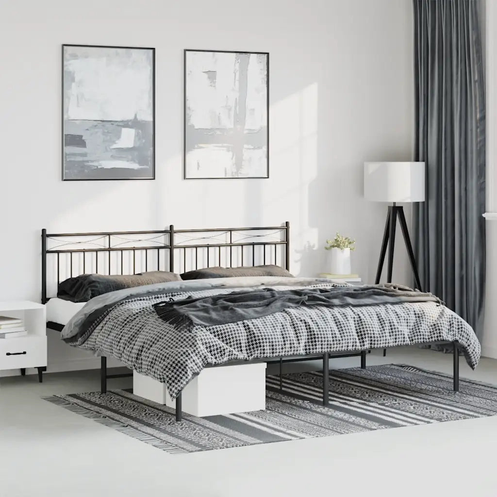Giroletto con Testiera in Metallo Nero 193x203 cm 373697