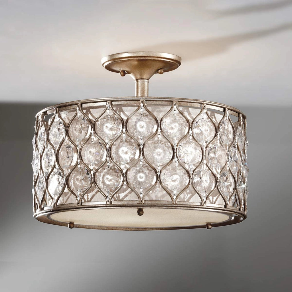 Plafoniera Lucia Feiss argento ossidato 3xE27 cristallo