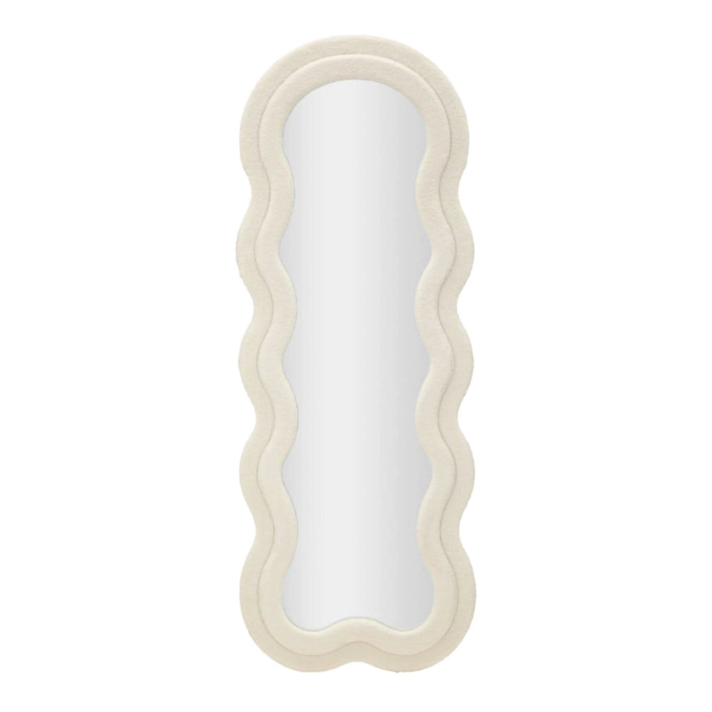 Specchio Bottarone, Specchiera, Articolo d'arredo a muro, Decorazione con specchio, 40x4 h160 cm, Crema