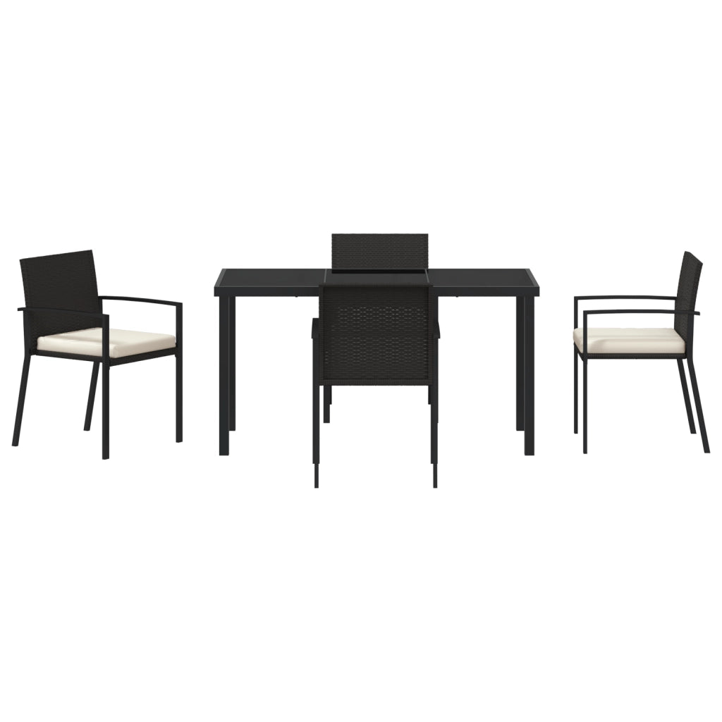 Set da pranzo da giardino 5 pezzi Nero Polyrattan