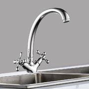Trade Shop - Rubinetto Cucina Lavabo Monoforo Ottone Cromato Lucido Miscelatore Doppio Comando -