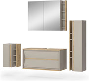 Set di mobili da bagno Edelin, Cachemire, 100 cm, composto da mobile sottolavabo, specchiera, armadio medio e pensile