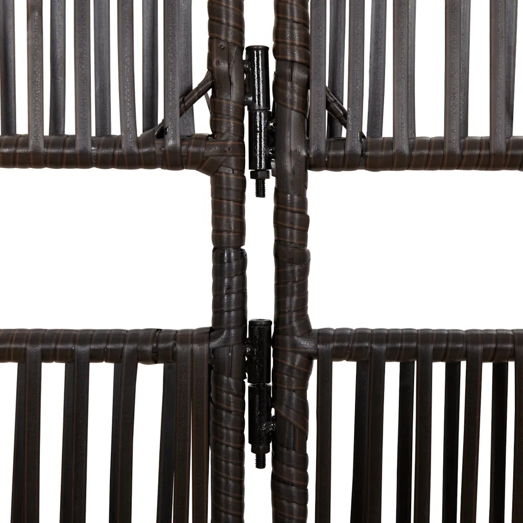 Divisorio per Ambienti | Divider per stanze | Paravento a 4 Pannelli Marrone in Polyrattan