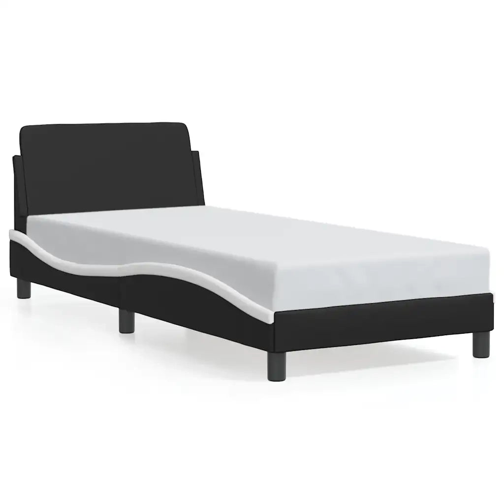 Struttura letto Dover in Similpelle Bianca e Nera 90x190 cm 373324