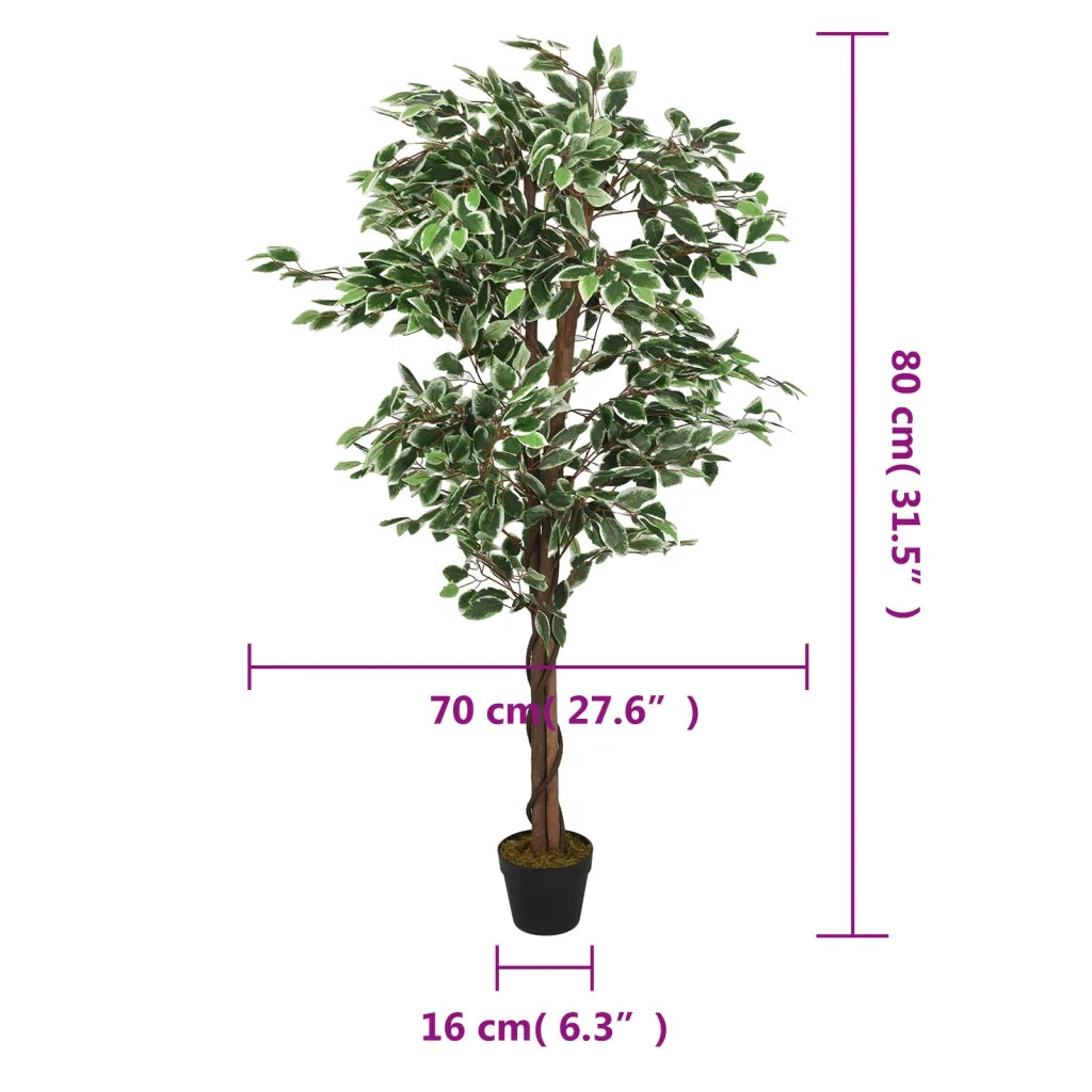 Albero di Ficus Artificiale 378 Foglie 80 cm Verde CFW2985260