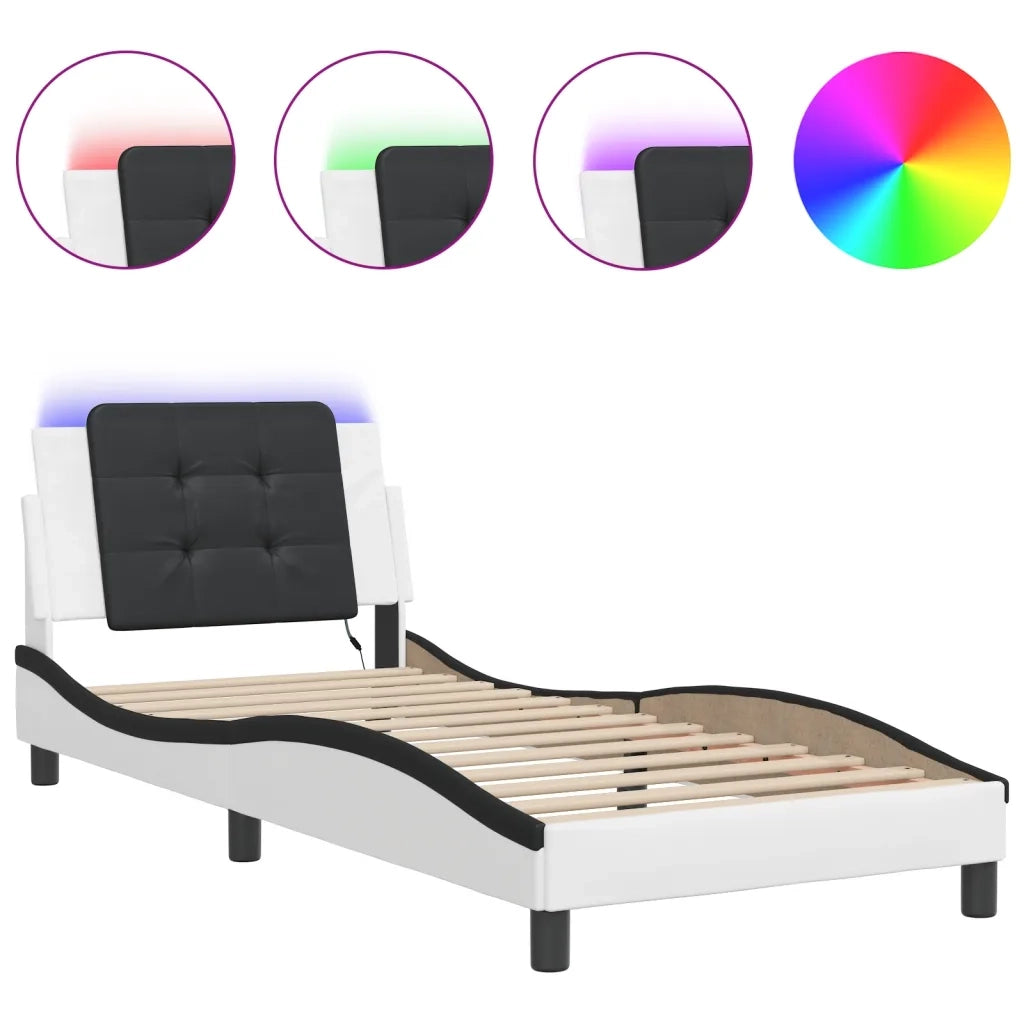 Giroletto con LED senza Materasso Zadar Bianco e Nero 80x200 cm 3214074