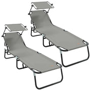 Lettino Prendisole | Sdraio da giardino | Lettino da sole pieghevole 2 pz Grigio 190 x 57 x 81 cm