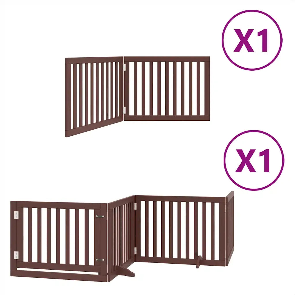 Cancello Cani Porta Pieghevole Marrone 6 Pannelli 480cm Pioppo CFW1735326