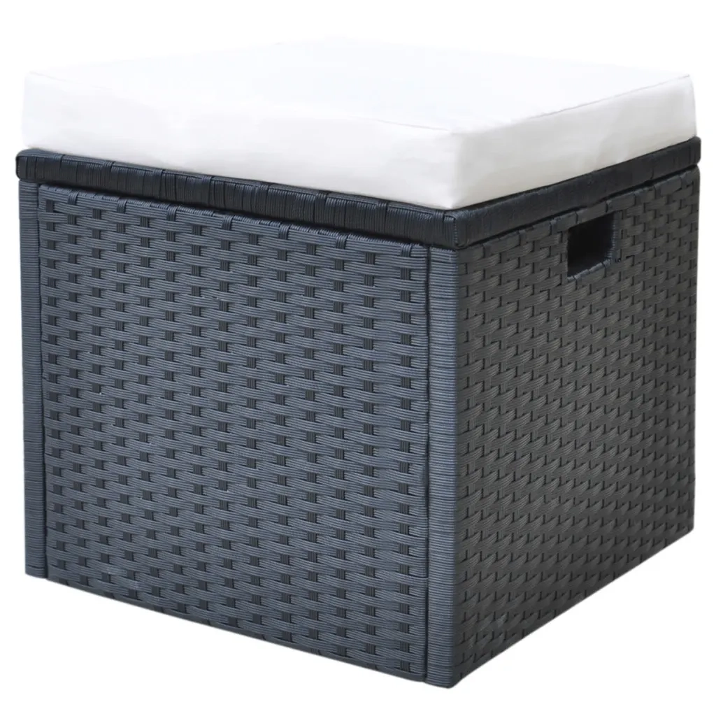 Set da Pranzo da Giardino 6 pz con Cuscini in Polyrattan Nero cod mxl 43493