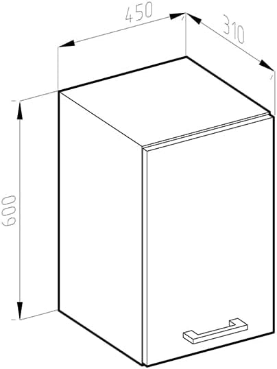 Pensile da cucina R-Line, Sonoma, 45 cm, per la libera combinazione all'interno di sistemi cucina modulari