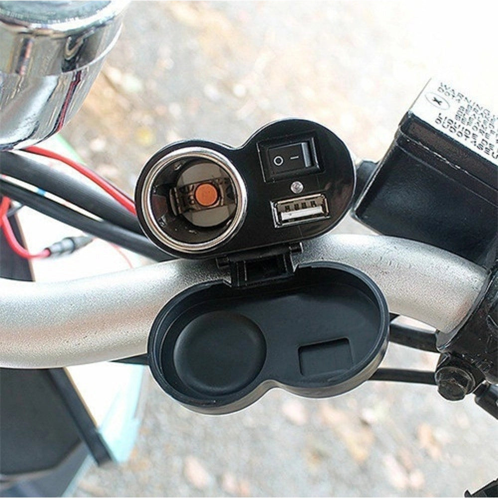 Trade Shop - Spina Accendino Caricabatteria Per Moto Cellulare Porte Usb Accendisigari Q-a47 -