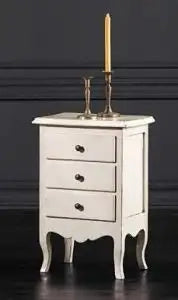 Comodino in legno Shabby chic bianco anticato provenzalepomelli bronzo anticato