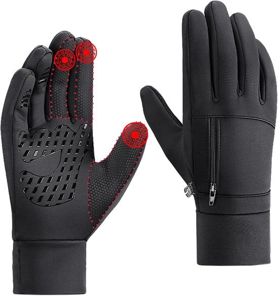 Guanti da Ciclismo per l'Inverno - Impermeabili e con Suola Antiscivolo - Adatti per Uomini e Donne - Escursionismo, Campeggio, Corsa, Guida Automobilistica