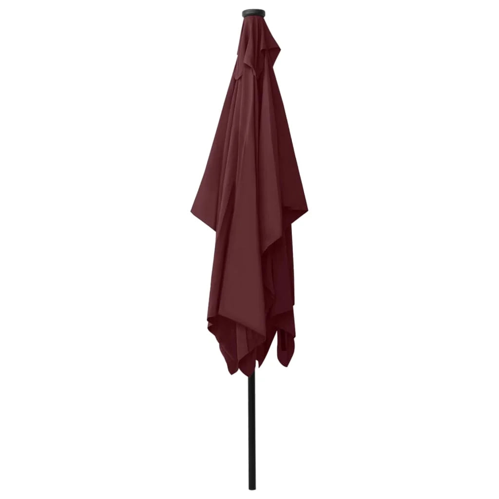 Ombrellone con LED e palo in acciaio 2 x 3 m rosso bordeaux 02_0008069