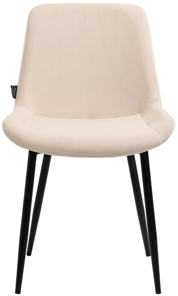 Set di 4 sedie da pranzo Victoria in velluto crema