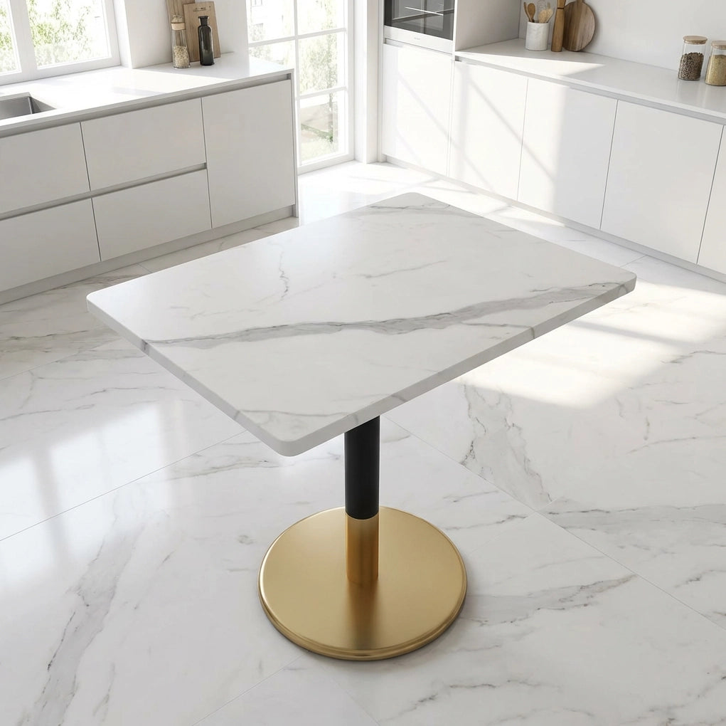 Tavolo da pranzo rettangolare per 2 persone 80x60 cm; bianco e nero
