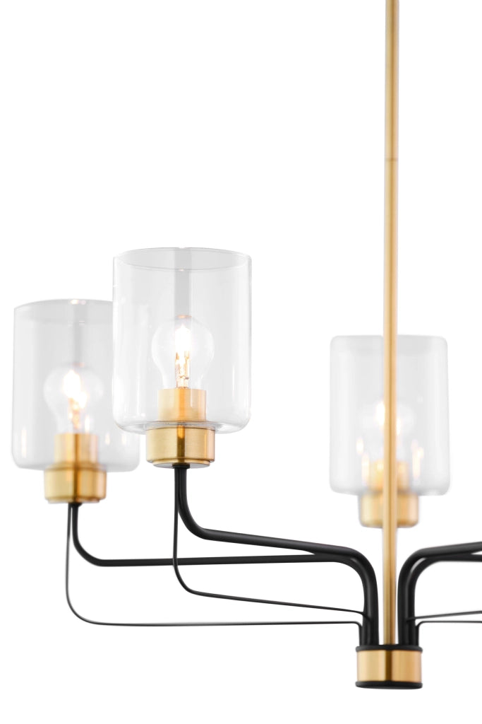 Lampadario moderno oro/nero vetro 5xE27 Jupiter Ceres
