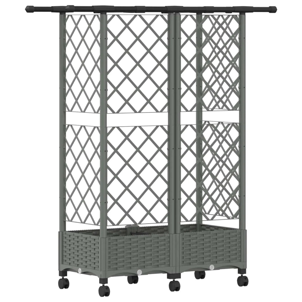 Letto Rialzato con Griglia e Tetto Grigio Chiaro PP 3423036