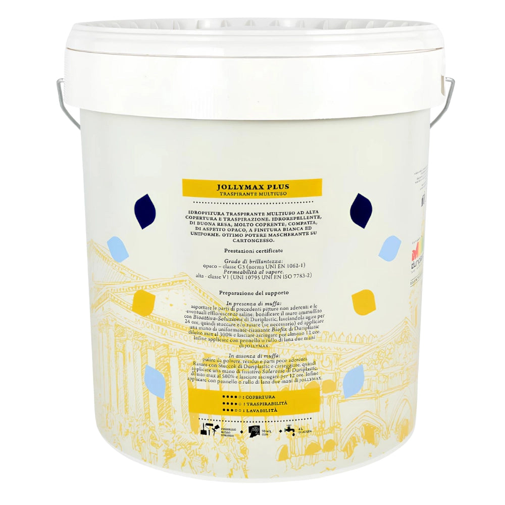 Idropittura murale traspirante multiuso bianca jollymax plus vari formati *** formato 2.5 lt, confezione 1