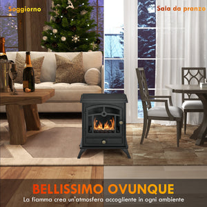 Camino a Bioetanolo da Pavimento Stile Classico 45x28x54 cm Bruciatore da 1,2L in Acciaio Nero