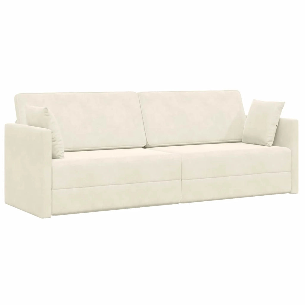 Divano-letto da pavimento Crema 213 x 70 x 77 cm Velluto 4106732