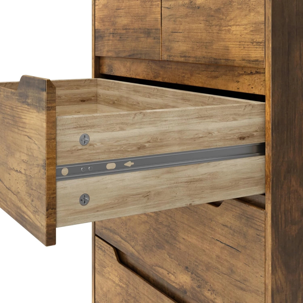Cassettiera con 5 cassetti, armadio per camera da letto, armadio dipinto, per soggiorno, impermeabile e durevole, 94 x 72 x 41 cm (marrone chiaro)