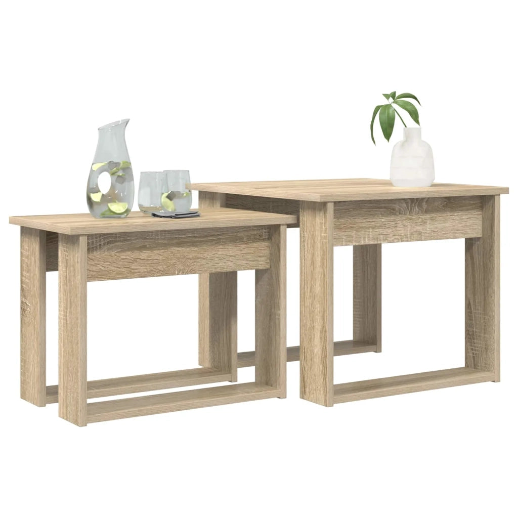 Set di Tavolini da Caffè 2 pcs Rovere Sonoma Legno multistrato