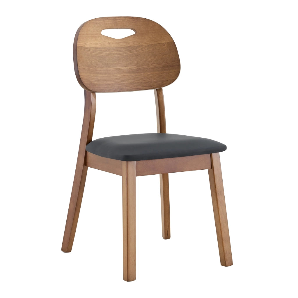 Set di 2 sedie da pranzo ovali con schienale in legno e seduta imbottita, nero