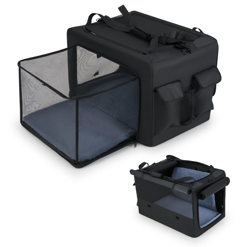 Borsa trasportino pieghevole per cani 90 x 72 x 48 cm facile accesso comfort ottimale stile moderno tessuto Oxford nero 20_0010981