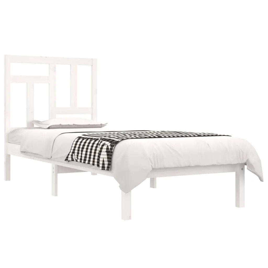 Giroletto senza Materasso-Struttura Letto Bianco 90x200 cm Legno Massello Pino 545296