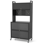 Scaffale da cucina portatile a 5 ripiani 80 x 40 x 160 cm con ruote di sicurezza rinforzate stile moderno nero 20_0019398