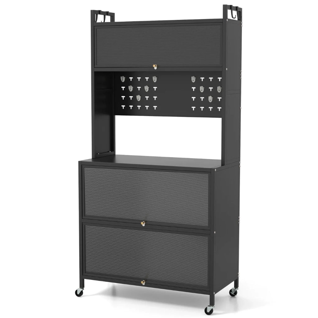 Scaffale da cucina portatile a 5 ripiani 80 x 40 x 160 cm con ruote di sicurezza rinforzate stile moderno nero 20_0019398