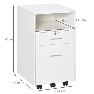 Cassettiera per Scrivania da Ufficio 39,5x40x60 cm in Truciolare Bianco