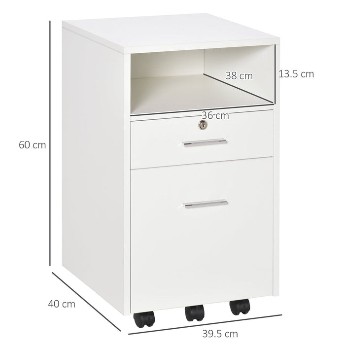 Cassettiera per Scrivania da Ufficio 39,5x40x60 cm in Truciolare Bianco